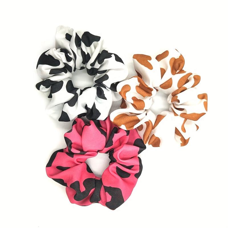 Cow Pattern Scrunchies Hair Tie Elastic Ponytail Holder