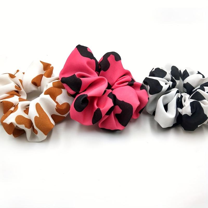 Cow Pattern Scrunchies Hair Tie Elastic Ponytail Holder