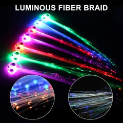LED Glowing Flash Wigs Hair Braided Clip Colorful Luminous Tresses