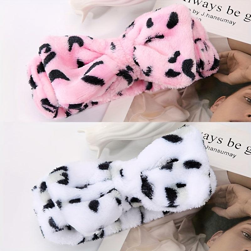 Leopard Print Hairband Polka Dot Face Wash Spa Beauty Hair Hoop