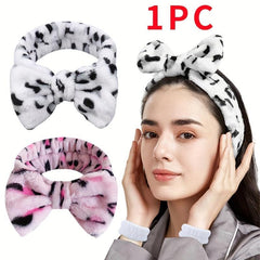 Leopard Print Hairband Polka Dot Face Wash Spa Beauty Hair Hoop