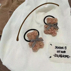 Plush Bear Decor Duck Billed Hair Clip for Baby Girls