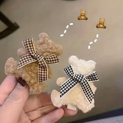 Plush Bear Decor Duck Billed Hair Clip for Baby Girls