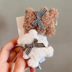 Plush Bear Decor Duck Billed Hair Clip for Baby Girls