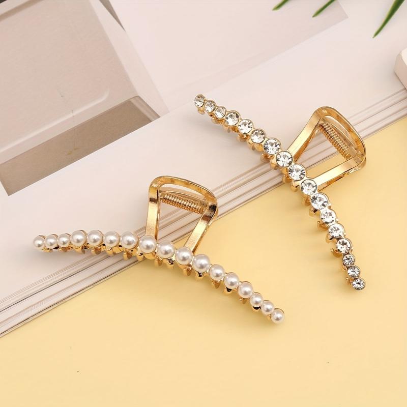 Rhinestone Pearl Hair Claw Jewelry Accessories Women