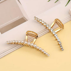 Rhinestone Pearl Hair Claw Jewelry Accessories Women