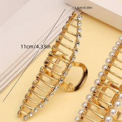Rhinestone Pearl Hair Claw Jewelry Accessories Women