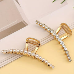 Rhinestone Pearl Hair Claw Jewelry Accessories Women