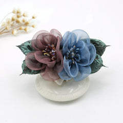 Vintage Fabric Flower Barrette Hair Clip for Women