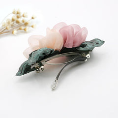 Vintage Fabric Flower Barrette Hair Clip for Women