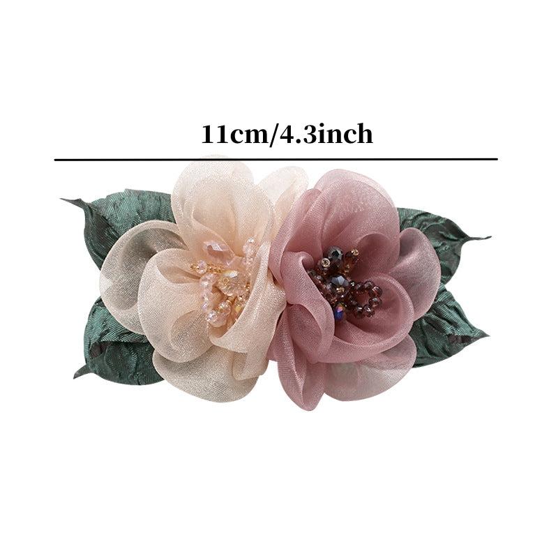 Vintage Fabric Flower Barrette Hair Clip for Women