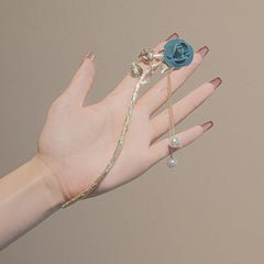 Rose & Tassel Hair Pin Bun Holder Bridal Wedding Headwear