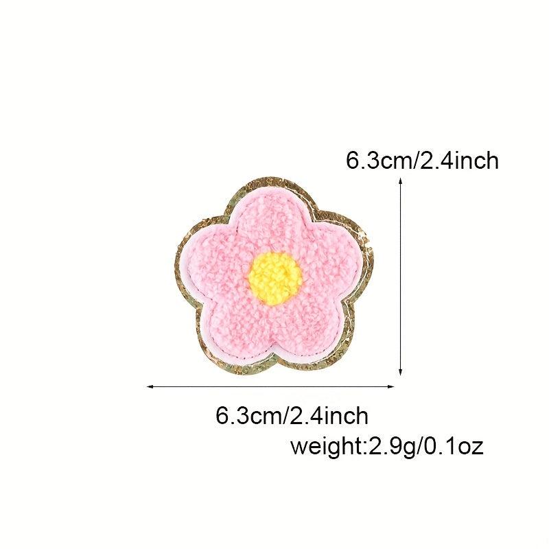 5pcs Chenille Embroidery Patches Pentagram Bow Flower Iron on Stickers
