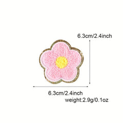 5pcs Chenille Embroidery Patches Pentagram Bow Flower Iron on Stickers