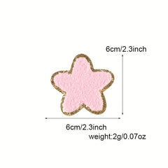 5pcs Chenille Embroidery Patches Pentagram Bow Flower Iron on Stickers