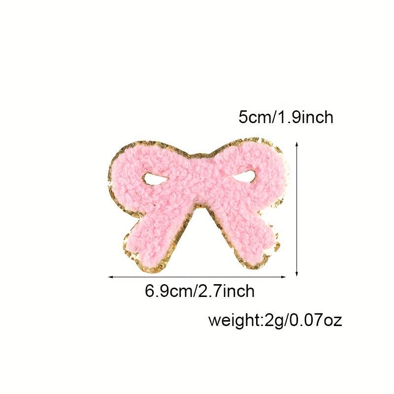5pcs Chenille Embroidery Patches Pentagram Bow Flower Iron on Stickers