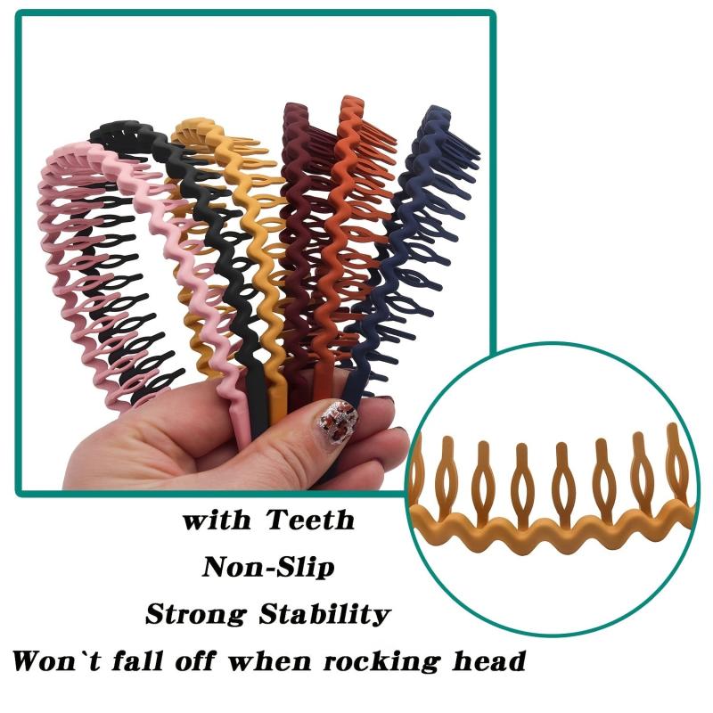 6pcs Solid Teeth Headband Wavy Nonslip Hair Band Sweet Headdress