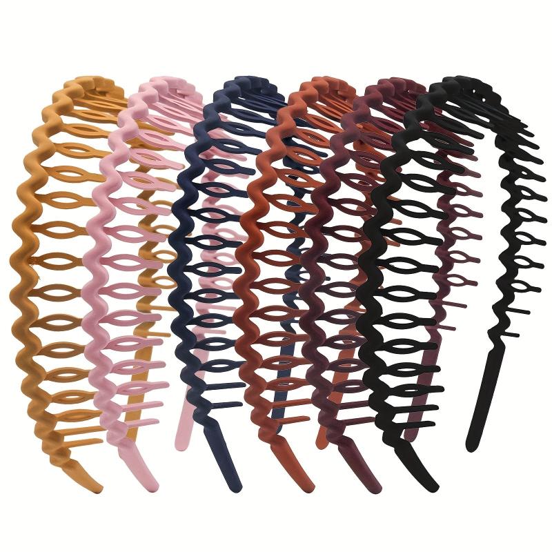 6pcs Solid Teeth Headband Wavy Nonslip Hair Band Sweet Headdress