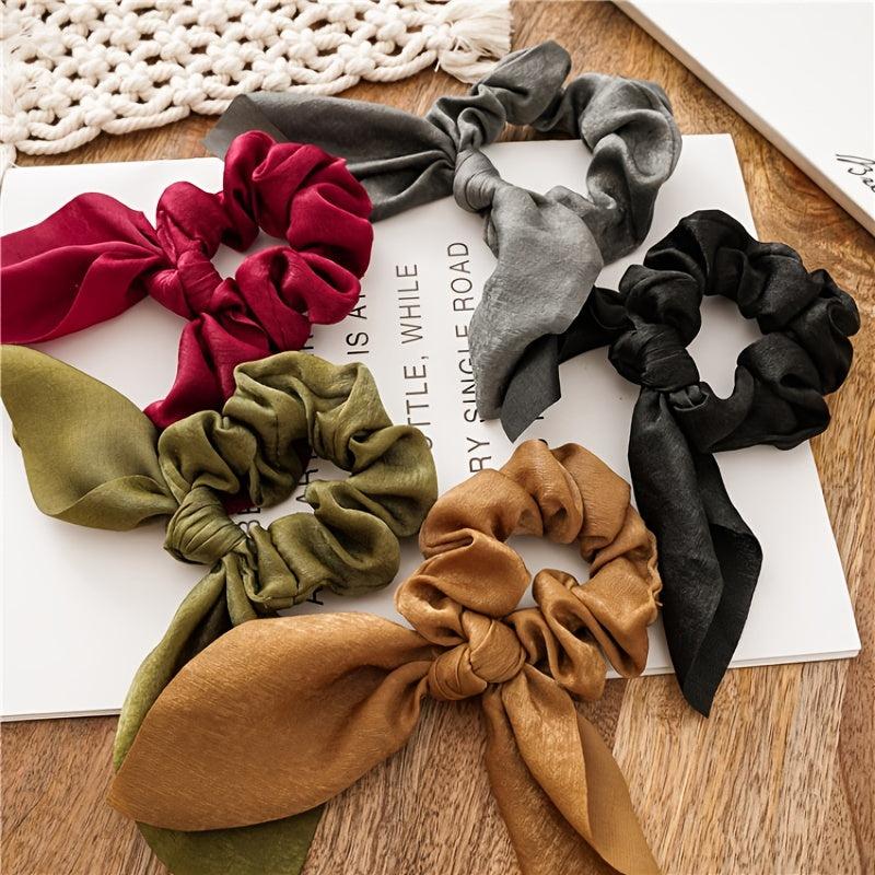 Silk Bow Scarf Scrunchies Hair Ties Ponytail Holder