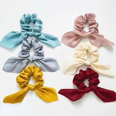 Silk Bow Scarf Scrunchies Hair Ties Ponytail Holder