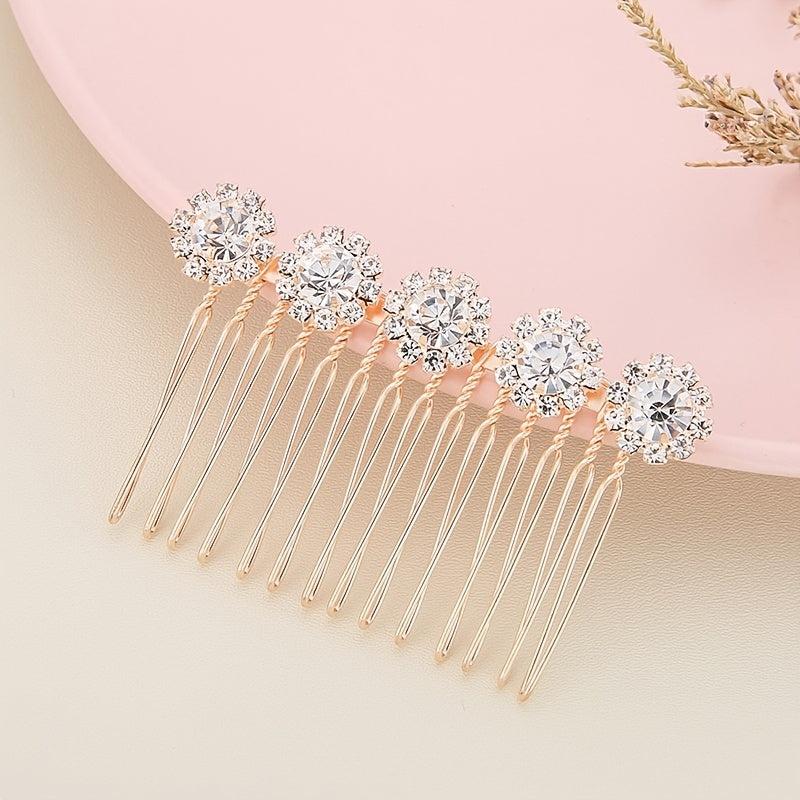 Crystal Jewelry Set Hair Comb Necklace Earrings