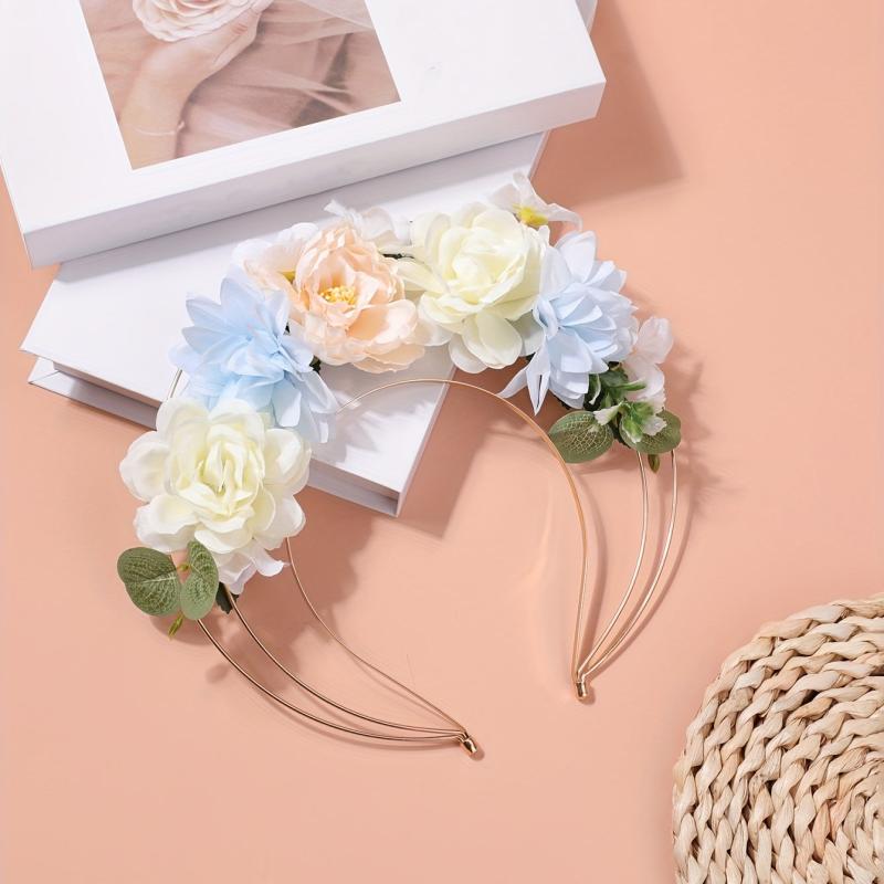 Simulation Flower Leaf Headband for Women Girls Kids Wedding Beach Travel