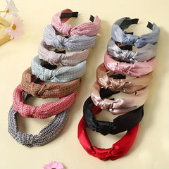 Plaid Pattern Hair Band Solid Headband Women Girls Hair Accessories