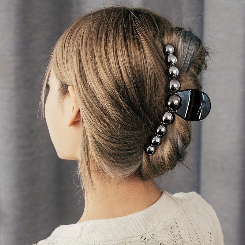 2pcs Faux Pearl Hair Claw Ponytail Holder Hair Clip