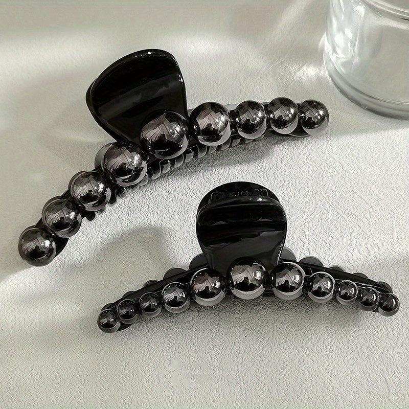 2pcs Faux Pearl Hair Claw Ponytail Holder Hair Clip