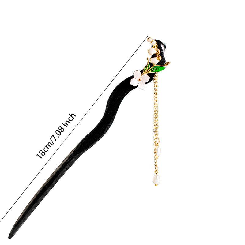 Wooden Hairpin Flower Hair Stick With Pendant Chinese Style Hair Accessories