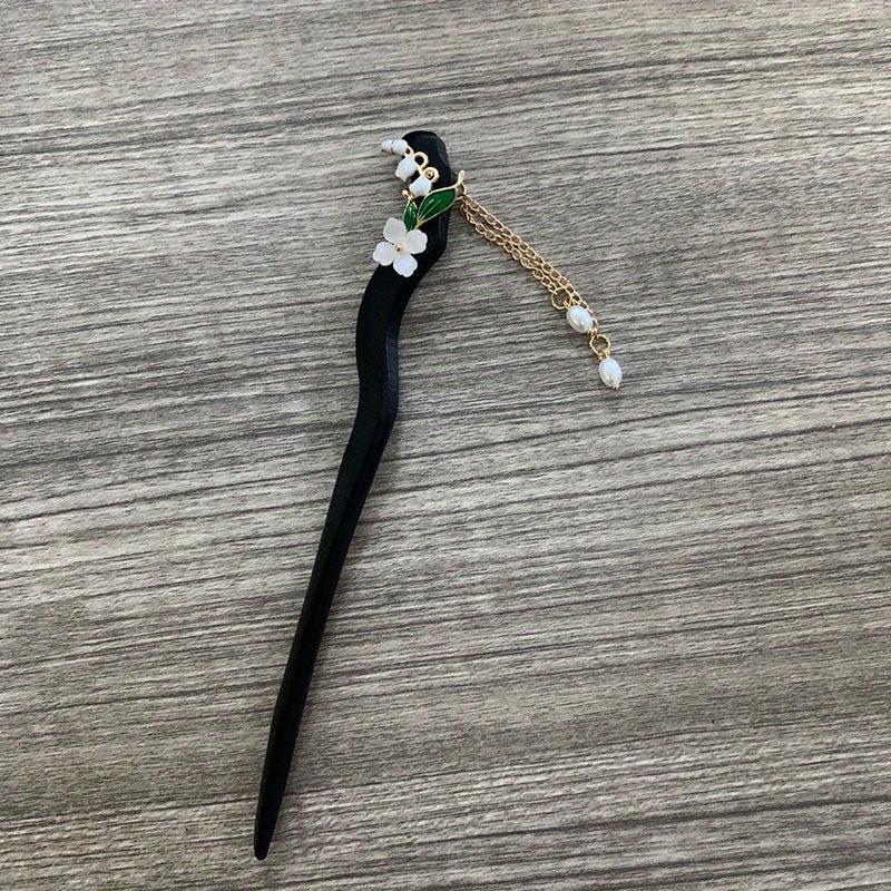 Wooden Hairpin Flower Hair Stick With Pendant Chinese Style Hair Accessories