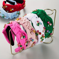 Crystal Cross Knotted Headband Fabric Wide Brim Hair Bundle Hair Accessories