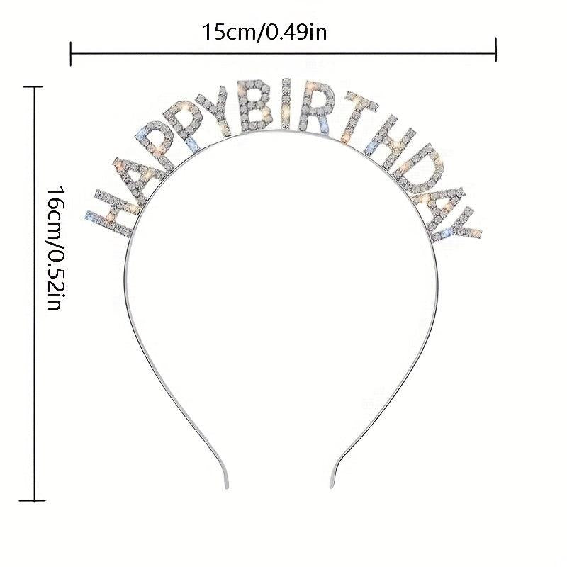 Birthday Hair Band Rhinestone Headdress Metal Head Hoop