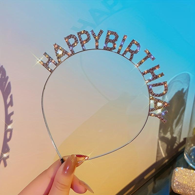 Birthday Hair Band Rhinestone Headdress Metal Head Hoop