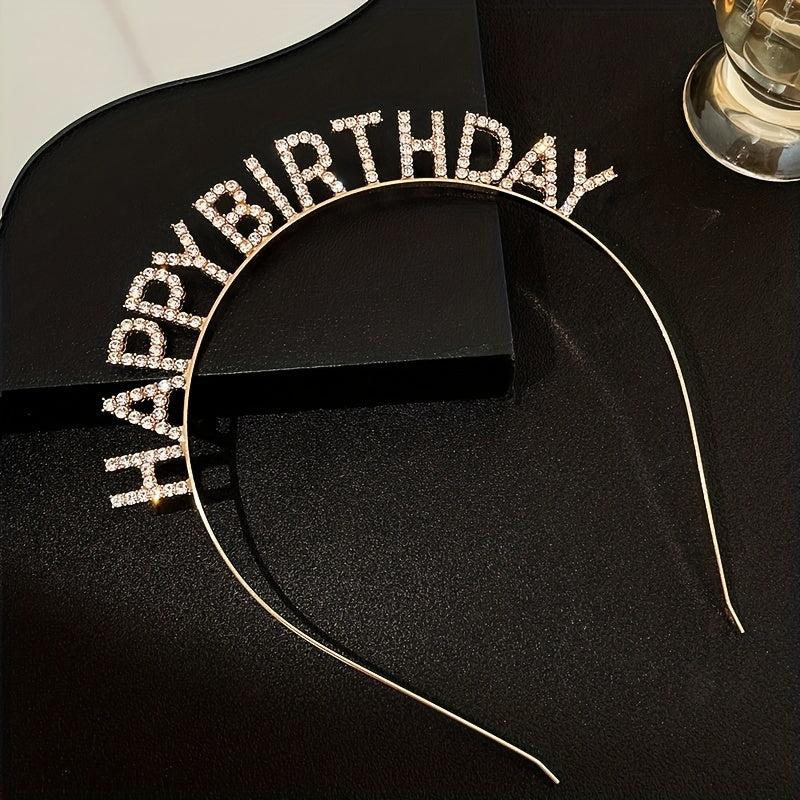 Birthday Hair Band Rhinestone Headdress Metal Head Hoop