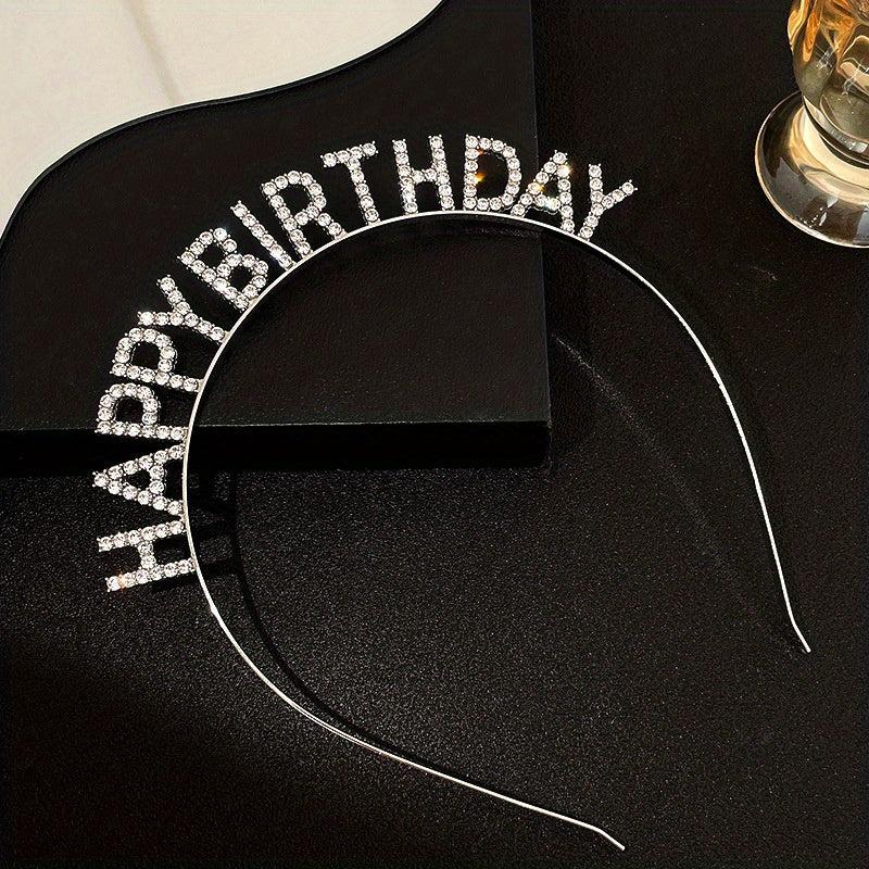 Birthday Hair Band Rhinestone Headdress Metal Head Hoop