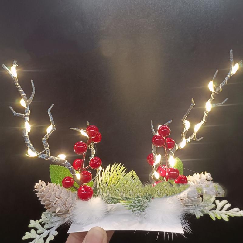 LED Christmas Hair Clips Branches Hair Pins Floral Mushroom Colorful Headpiece