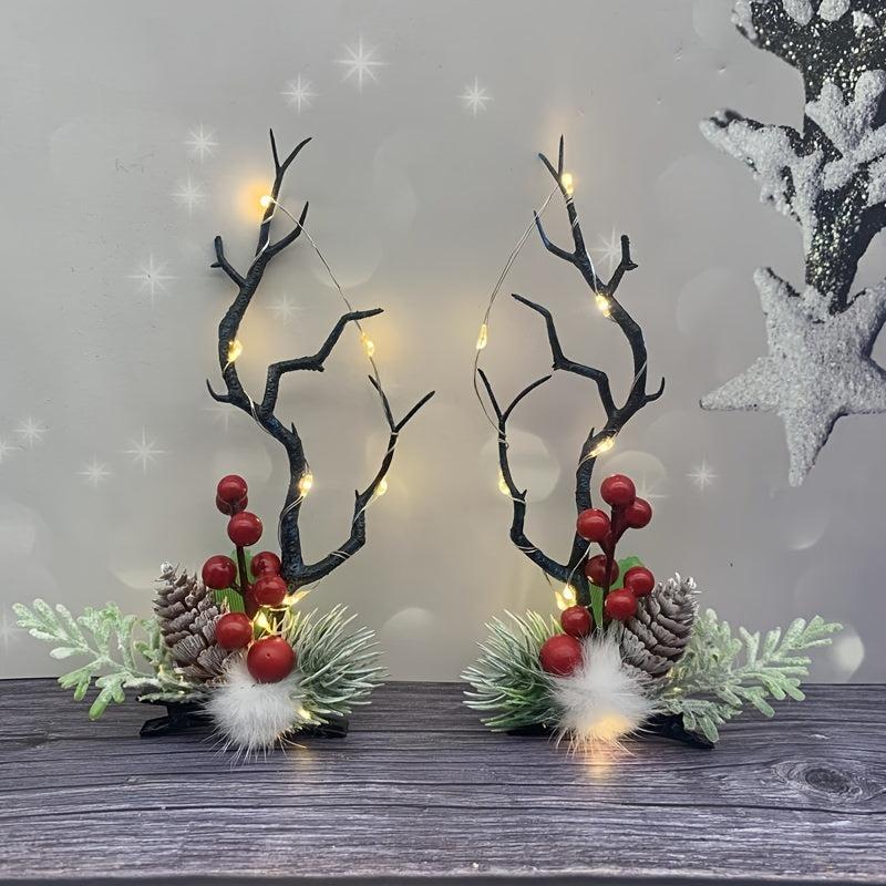 LED Christmas Hair Clips Branches Hair Pins Floral Mushroom Colorful Headpiece