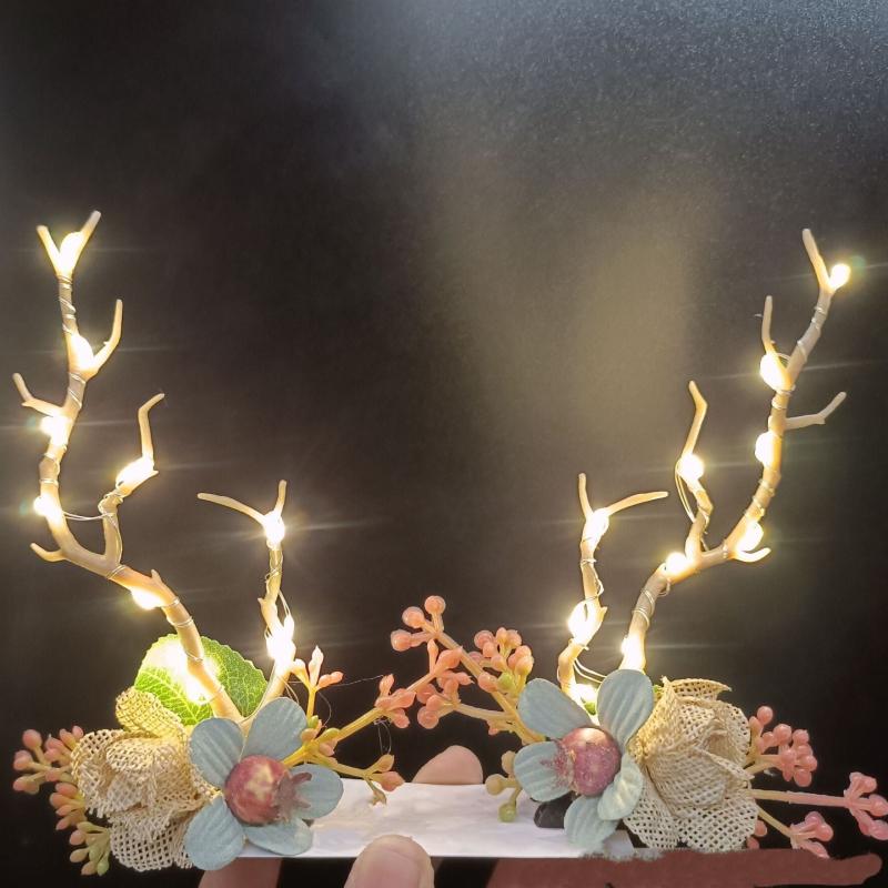 LED Christmas Hair Clips Branches Hair Pins Floral Mushroom Colorful Headpiece
