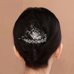 Vintage Rhinestone Butterfly Hair Cuff Claw Barrette for Women Girls