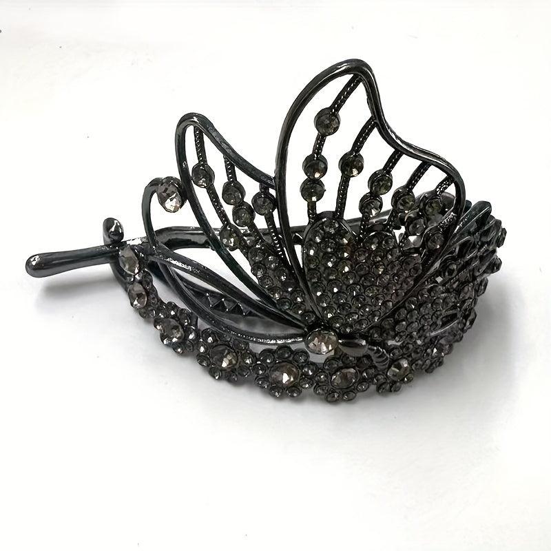Vintage Rhinestone Butterfly Hair Cuff Claw Barrette for Women Girls