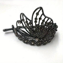 Vintage Rhinestone Butterfly Hair Cuff Claw Barrette for Women Girls