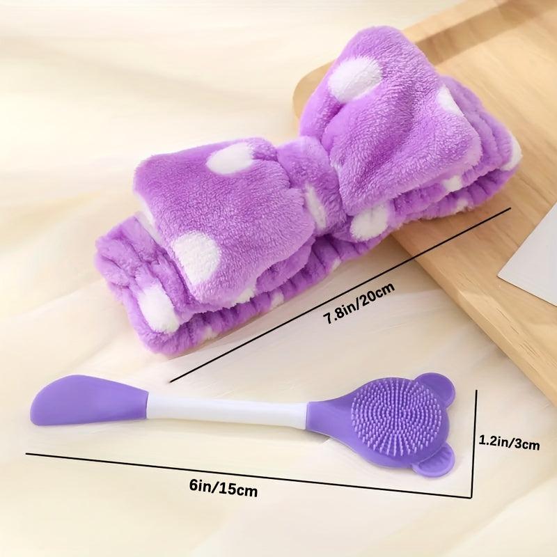 Pink Bow Makeup Headband for Her - Double Sided Manual Hair Bands