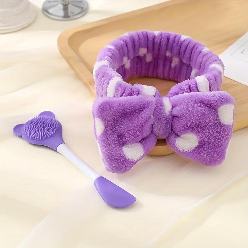 Pink Bow Makeup Headband for Her - Double Sided Manual Hair Bands