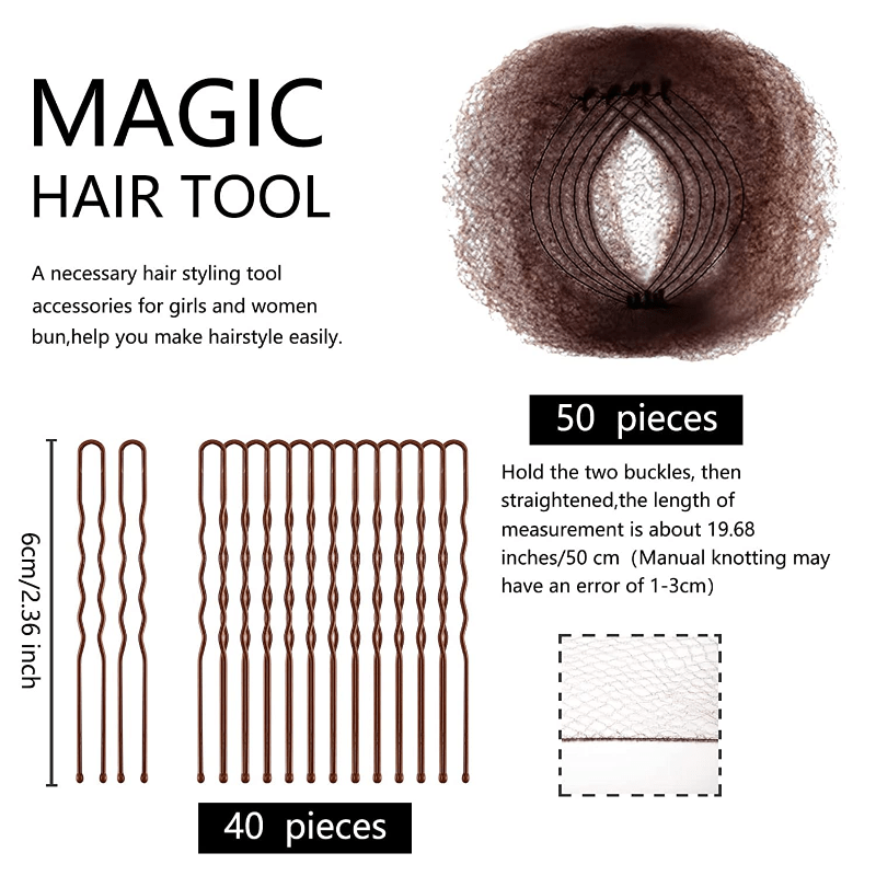 90pcs Hair Nets & U Shaped Pins Set