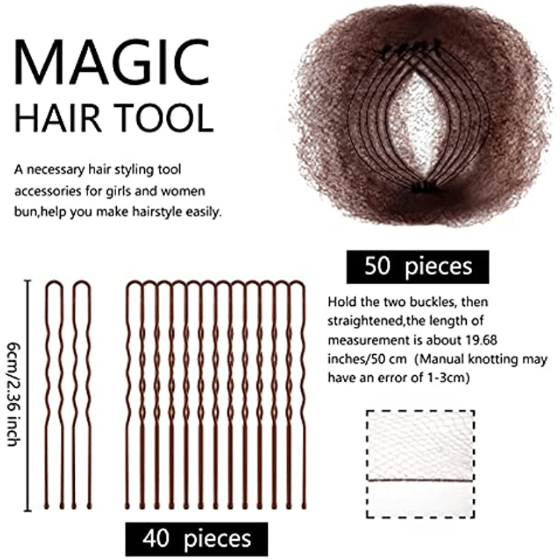 90pcs Hair Nets & U Shaped Pins Set