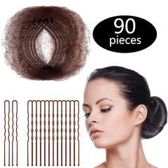 90pcs Hair Nets & U Shaped Pins Set