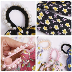 6pcs Long Streamer Hairband Flower Crackle Pastoral Hair Rope For Women Female