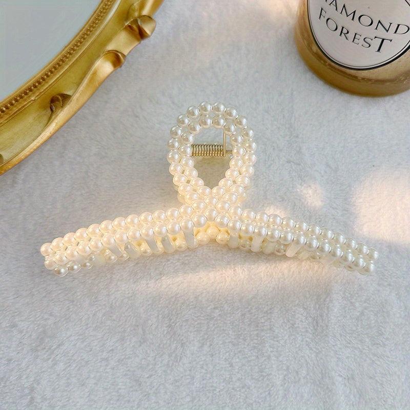 Faux Pearl Heart Hair Claw Clip Hair Pin Strong Hold Hair Accessories