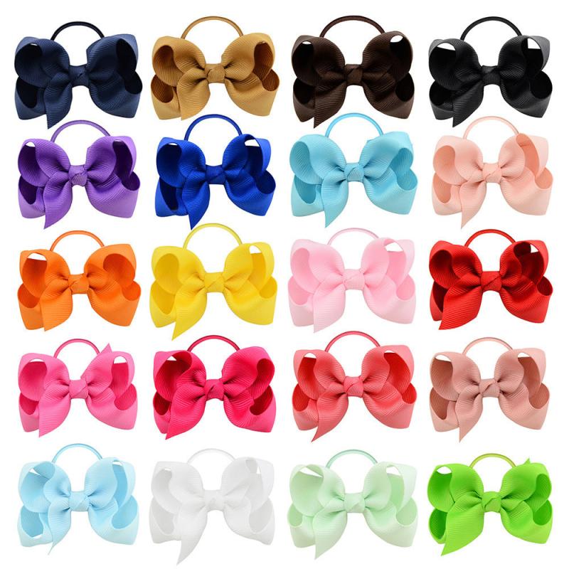 Solid Bow Hair Tie Hair Ring Elastic Hair Rope Ponytail Holder for Kids Girls